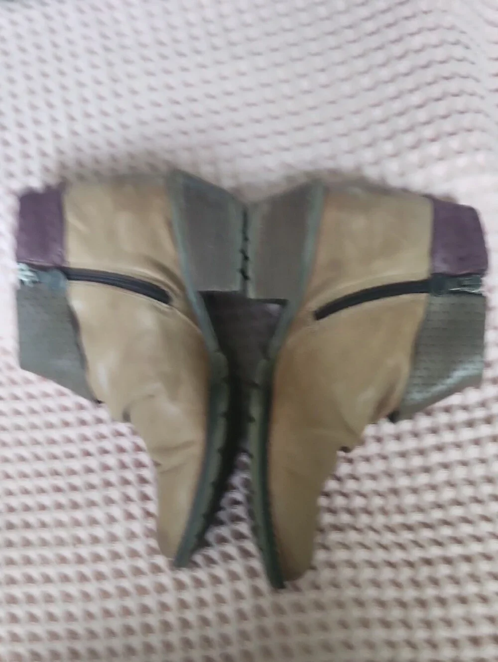 Wandapanda Women's Brown & Purple Leather Ankle Boots Cottagecore Festival